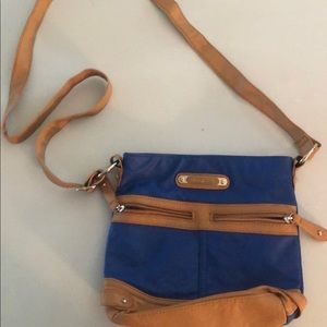 Rosetti blue and brown purse with many pockets